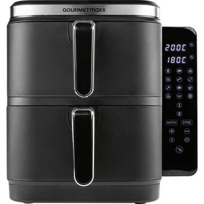 GourmetMaxx 15305 Airfryer 10 l 2 gescheiden temperatuurregelaars, Anti-aanbaklaag, Digitale timer Zwart