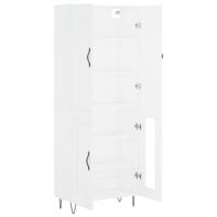 Hoge kast 69,5x34x180 cm bewerkt hout wit - thumbnail