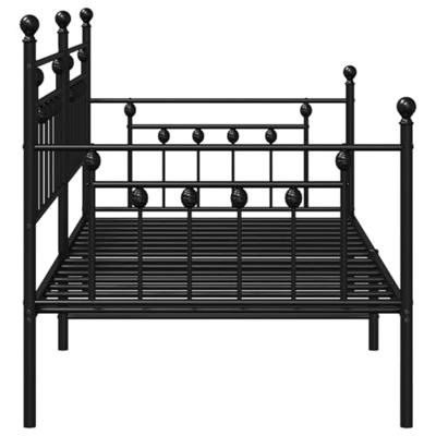 Bedframe voor een daybed met hoofdeinde Zwart 90 x 200 cm Staal