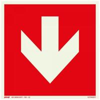 Bord Rood met pijl FTLM - 150x150 mm zelfklevend. - thumbnail