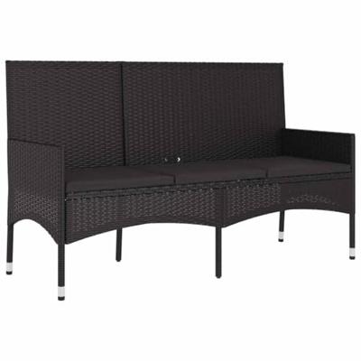 4-delige Loungeset met kussens poly rattan zwart