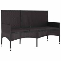 4-delige Loungeset met kussens poly rattan zwart - thumbnail