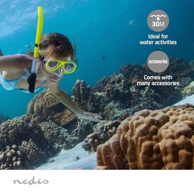 Action Cam | 4K@30fps | 16 MPixel | Waterbestendig tot: 30.0 m | 90 min | Wi-Fi | App beschikbaar voor: Android / IOS | Mounts inbegrepen | Zwart