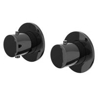 Afbouwdeel IVY Bond Inbouwthermostaat Symmetry 2-Weg Stop-Omstel Met Rond Rozet Zwart Chroom PVD IVY - thumbnail