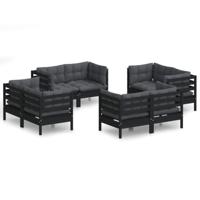 8-delige Loungeset met antracietkleurige kussens grenenhout - thumbnail