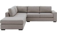 Goossens Hoekbank Lucca Met Ligelement grijs, stof, 2,5-zits, stijlvol landelijk met ligelement links - thumbnail