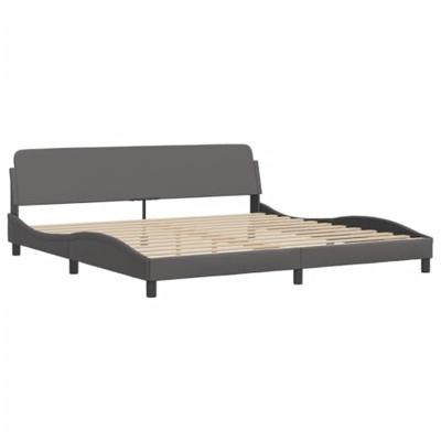 Bedframe met hoofdbord kunstleer grijs 200x200 cm