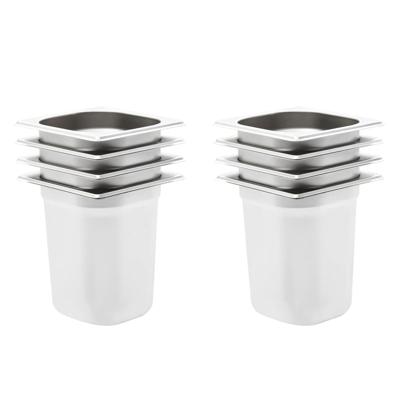 VidaXL Gastronormbakken 8 st gn 1/6 200 mm roestvrij staal