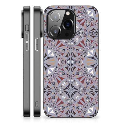 iPhone 14 Pro Marmeren Print Telefoonhoesje Flower Tiles