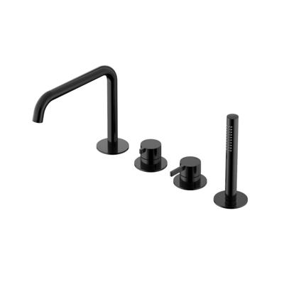 Hotbath Ace Badrandcombinatie Eenhendel Mengkraan met 2-Weg Omstel incl. Handdouche en Uitloop - Zwart - V02