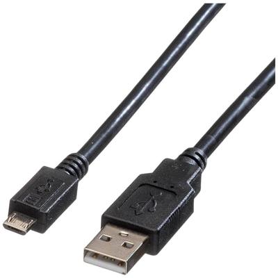 ROLINE USB 2.0 Kabel, USB A Male - Micro USB B Male, zwart, 0,15 m ROLINE USB 2.0 Kabel, USB A Male - Micro USB B Male, zwart, 0,15 m