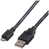 ROLINE USB 2.0 Kabel, USB A Male - Micro USB B Male, zwart, 0,15 m - thumbnail