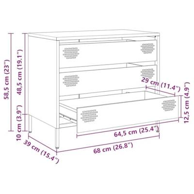 Dressoir 68x39x58,5 cm koudgewalst staal wit