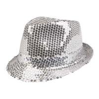 Boland Hoed popster pailetten zilver - thumbnail