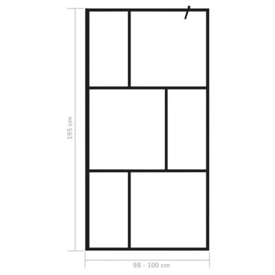 VidaXL Inloopdouchewand 100x195 cm gehard glas zwart VidaXL Inloopdouchewand 100x195 cm gehard glas zwart