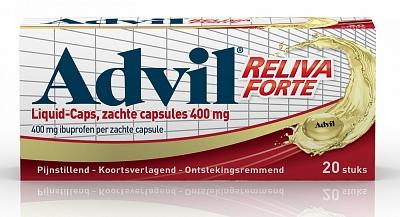 Advil Reliva Forte Liquid Capsules 400 mg - voor pijn en koorts Advil Reliva Forte Liquid Capsules 400 mg - voor pijn en koorts