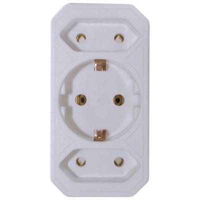 VB 41198 verloopstekker 2x euro + 1x ra wit