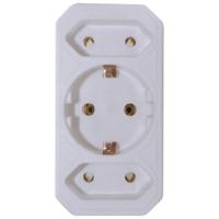 VB 41198 verloopstekker 2x euro + 1x ra wit - thumbnail