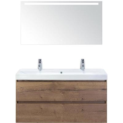 Maxx XL Badmeubelset 120 cm - Tabacco - Wastafel Just Enkel 2 Kraangaten met LED Spiegel