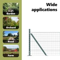 VidaXL Hek met paal groen 0,8 x 10 m staal en pvc - thumbnail