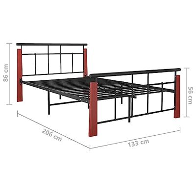Bedframe metaal en massief eikenhout 120x200 cm