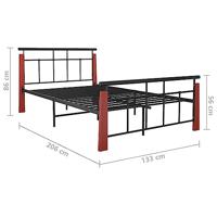 Bedframe metaal en massief eikenhout 120x200 cm - thumbnail