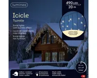 Lumineo icicle twinkle 490 led 20m warm wit Zwart kabel - thumbnail