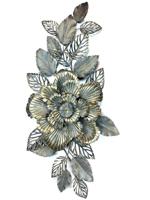 Wanddecoratie modern verweerd metaal bladeren antiek goud 133 cm - thumbnail