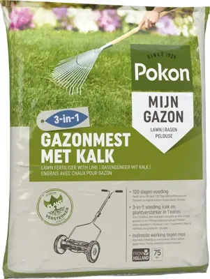 Pokon gazonmest met kalk 3-in-1 75 m2