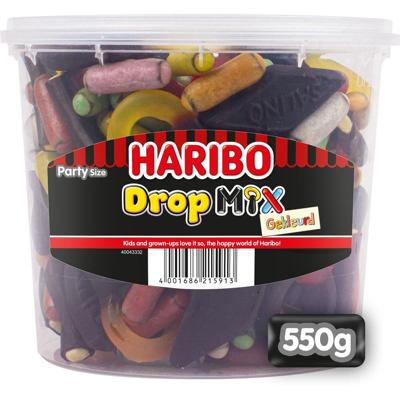 Haribo snoepgoed Drop mix gekleurd, emmer van 550 g