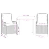 3-delige Tuinset met kussens poly rattan bruin - thumbnail