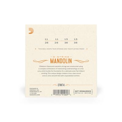 D'Addario EFW74 Flatwound Stainless Steel Medium 11-36 snaren voor mandoline