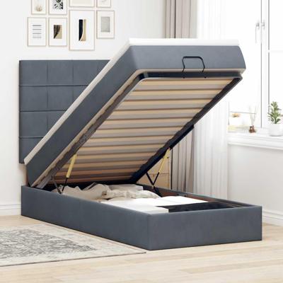 Ottoman bed met matrassen 90x190cm fluweel donkergrijs