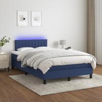 Boxspring met matras en LED stof blauw 140x200 cm - thumbnail