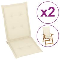 VidaXL Tuinstoelkussens 6 st hoge rug 120x50x3 cm stof crèmekleurig - thumbnail