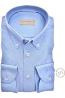 John Miller Heren Overhemd Lichtblauw Tricot Button Down Slim Fit - thumbnail