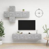 7-delige Tv-meubelset spaanplaat betongrijs - thumbnail