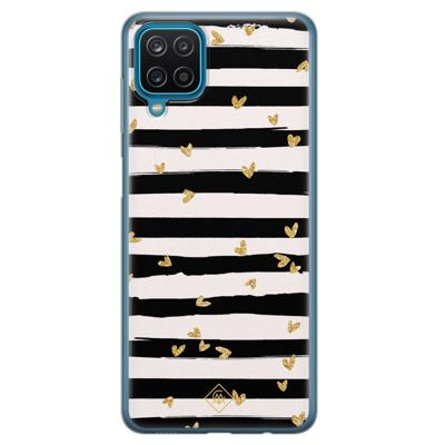 Samsung Galaxy A12 siliconen telefoonhoesje - Hart streepjes