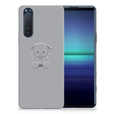 Sony Xperia 5II Telefoonhoesje met Naam Grijs Baby Olifant Sony Xperia 5II Telefoonhoesje met Naam Grijs Baby Olifant