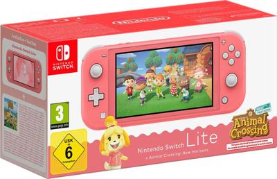 Nintendo Switch Lite Handheld Console Coral + Animal Crossing: New Horizons (Download)