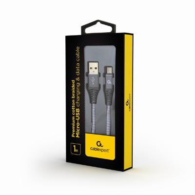 Premium micro-USB laad- & datakabel 'katoen', 1 m, spacegrey/wit