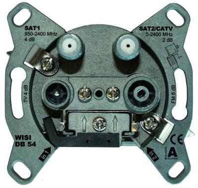 Wisi DB54 Twin-Sat, 4 Antenne TWIN-eindstekker voor antenne - Antennecontactdoos Wisi DB54 Twin-Sat, 4 Antenne TWIN-eindstekker voor antenne - Antennecontactdoos