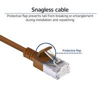 ACT Bruine 0,5 meter LSZH U/FTP CAT6A datacenter slimline patchkabel snagless met RJ45 connectoren - thumbnail