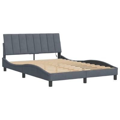 Bedframe met LED-verlichting fluweel donkergrijs 160x200 cm