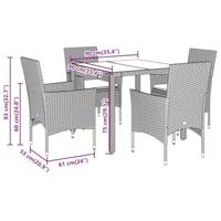 5-delige Tuinset met kussens poly rattan en acaciahout zwart - thumbnail