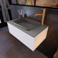 Badkamermeubelset Mondiaz Erin 80 cm met 1 Lade met RIDGE Wastafel Midden Dark grey met 1 kraangat Greeploos Mat Carrara - thumbnail