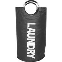 QUVIO Wasmand met handvaten - LAUNDRY - Antraciet - thumbnail