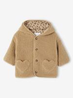 Sherpa jas voor baby's met "luipaard" printvoering beige - thumbnail