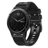 By Qubix - leer + siliconen bandje - Zwart - Compatible met Garmin Fenix 8-51mm - Compatible Garmin bandje - thumbnail