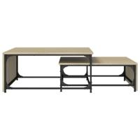 2-delige Salontafelset bewerkt hout en metaal sonoma eikenkleur - thumbnail